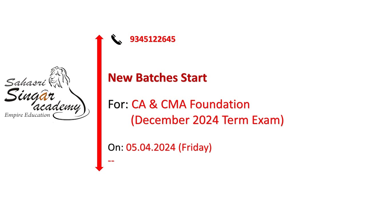 New Batches for CA & CMA Foundation - December - 2024 - YouTube