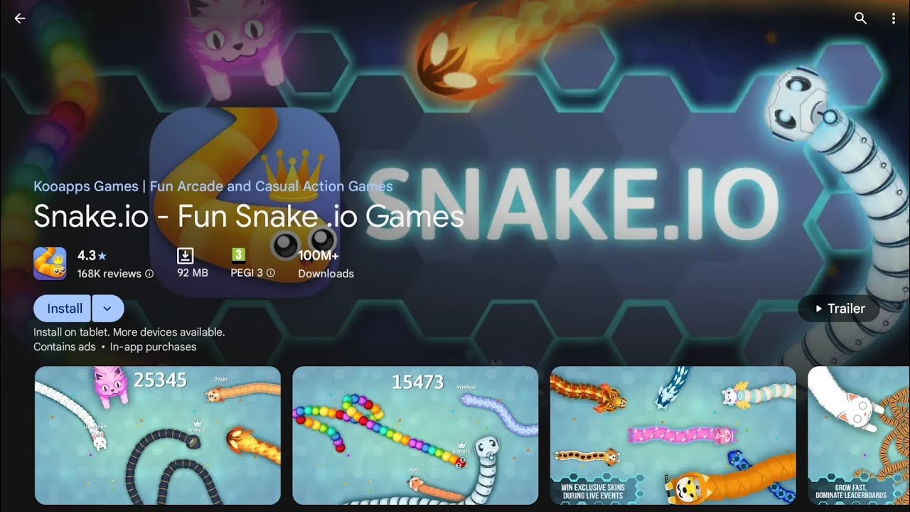 Snake.io Full Gameplay (No Commentary) – 100 Million Downloads Mobile Game 🐍🔥