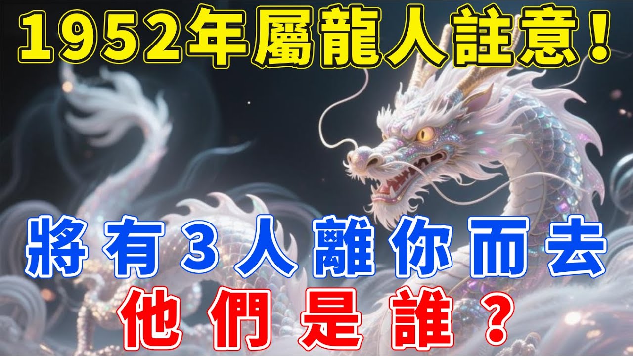 1952年屬龍人注意！將有3人離你而去，他們是誰？真的出乎意外，不看後悔！【生肖梵音】#生肖 #運勢 #風水 #財運#命理