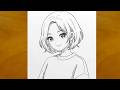 How to Draw a Cute Anime Girl Step by Step | Easy Anime Drawing Tutorial