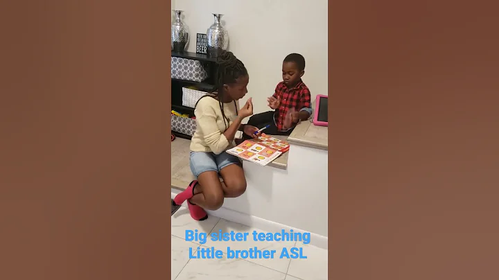 Big sister teaching little brother SIGN LANGUAGE #shorts #short #asl #signlanguageforkids #deaf