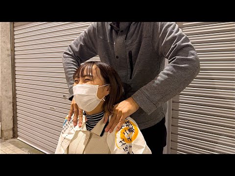 【street shoulder massage】ストリートマッサージ大分駅→竹町 Live Japan street massage Live