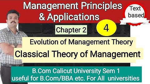 Evolution of Management Theory/Classical Theory of Management/Malayalam