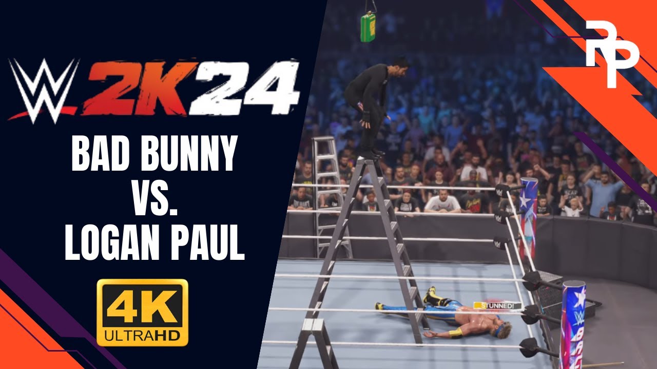 WWE 2K24. Bad Bunny Vs. Logan Paul. Ladder Match. PS5 4K Gameplay ...