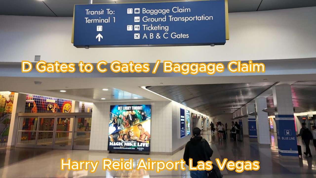 Taking airport tram from D gates to C Gates & Baggage Claim at Harry Reid Airport in Las Vegas