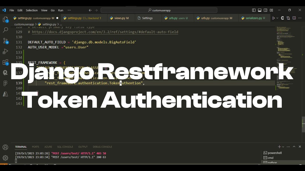 part 3- token authentication api(python django rest... How To Easily Create Token Authentication In Django Restframework - YouTube