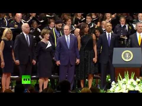 RAW: George Bush dancing during Dallas memorial service