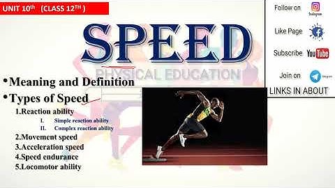 SPEED || TYPES OF SPEED || Physical Education || Class 12 || Unit 10 || in Hindi and English ||