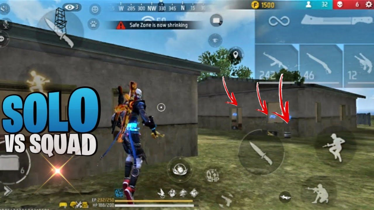 Solo vs Squad gameplay in free fire 🔥 // Best gameplay in 1 vs 4 br ...