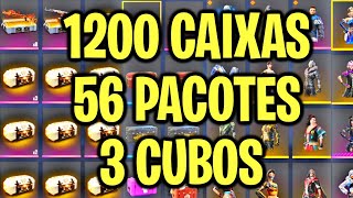 ABRINDO COLEÇÃO RARA DE 1200 CAIXAS 56 PACOTES E 3 CUBO MAGICO NO FREE FIRE