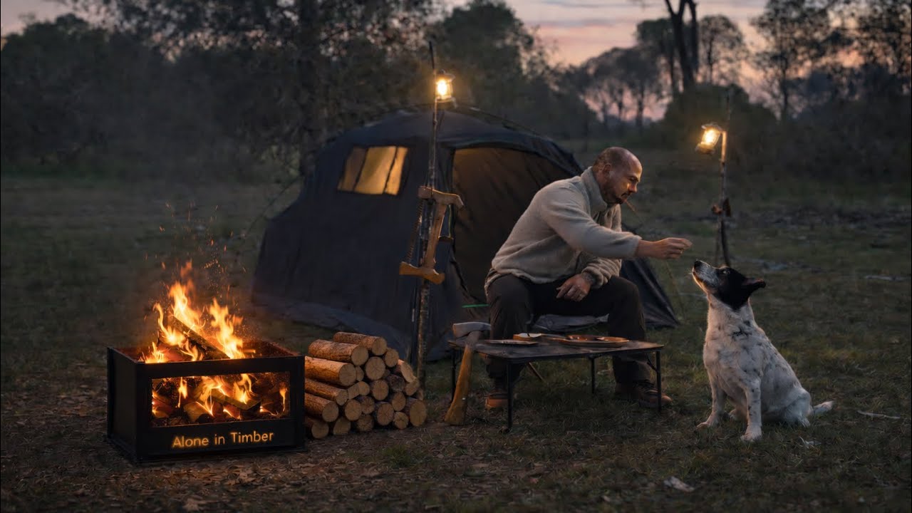 Solo Camping in the Forest with My Dog | Cozy Campfire & Relaxing ASMR