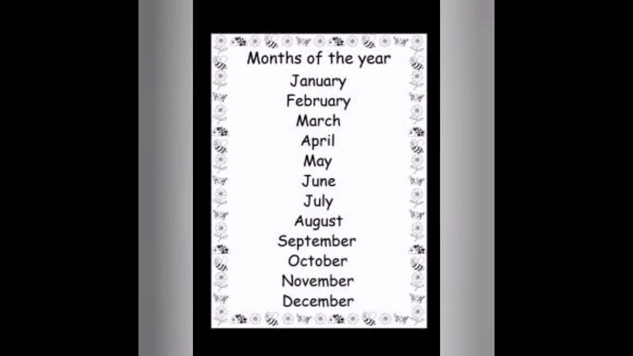 Months of the year_ January to December_