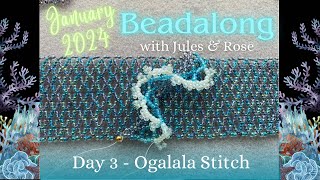 Beadalong Day 3: Intro to Ogalala Stitch | Beginner Beading Stitches | Beaded Netting Ruffle Wave