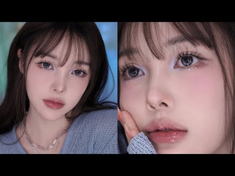 видео: 🐬청량하고 퓨어하게! 가벼운 블루 글리터 메이크업💙Pure & Refreshing Sky Blue Glitter Makeup