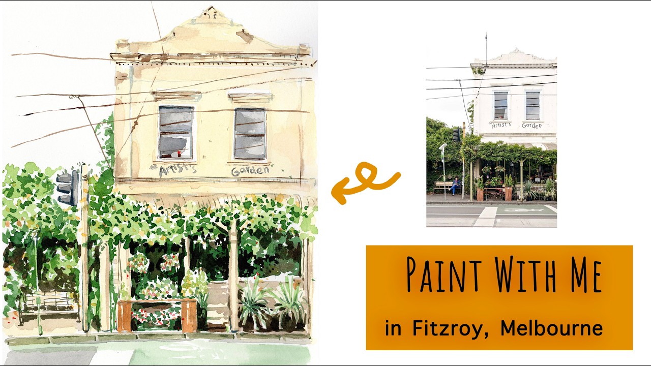 Painting a Lush Cafe Facade in Fitzroy, Melbourne 🌿 | Paint With Me