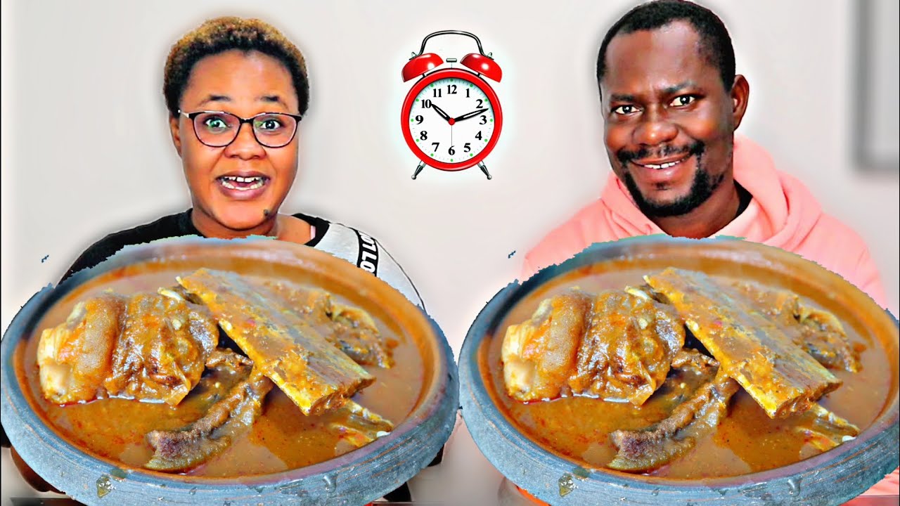 Фуфу с лёгким супом. 10-минутный мукбанг-челлендж. Африканская кухня. Мукбанг.