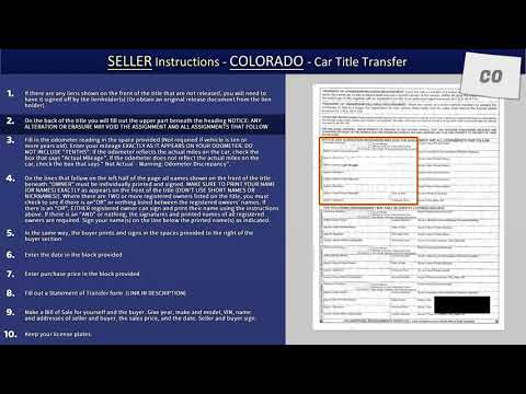 Car Title Transfer Instructions - Colorado SELLER