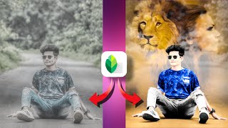 Snapseed double Exposure Photo Editing | Lion Face Editing Trick Girl face | @ShaileshEditingzone screenshot 5