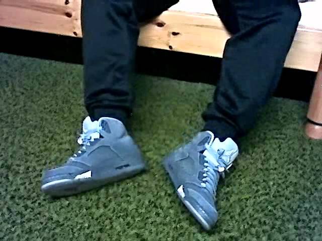 jordan 5 wolf grey on feet