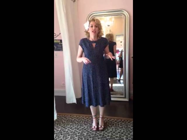 lindy bop blue polka dot dress