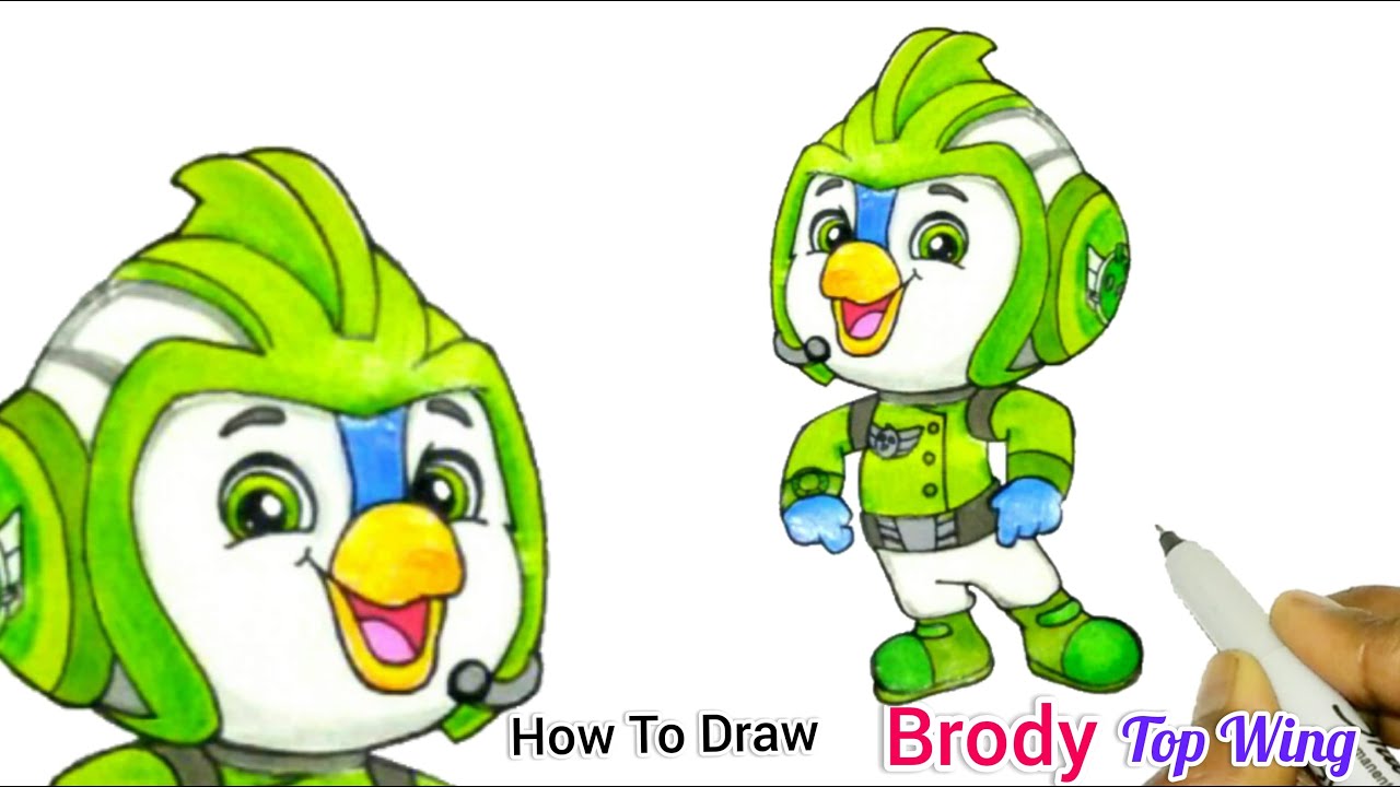 How To Draw Nick Jr Topwing Brody From Top Wing Top Wing Drawing