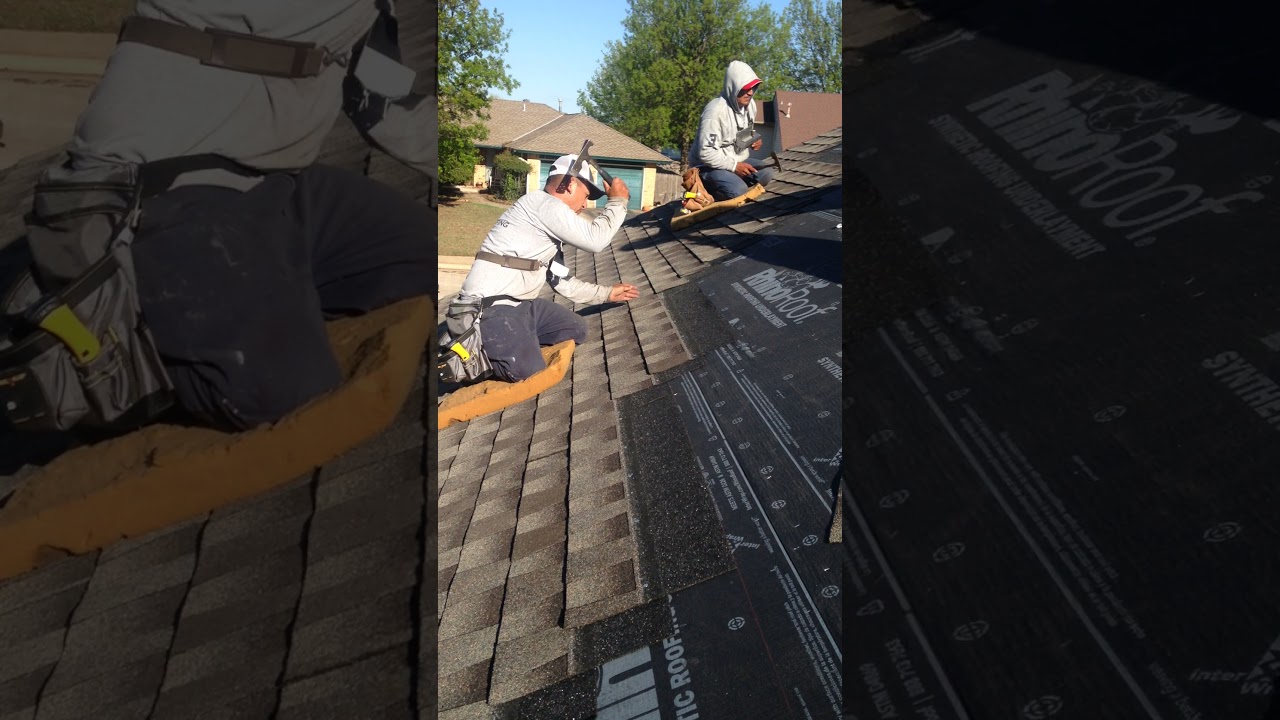 Hand nailing shingles