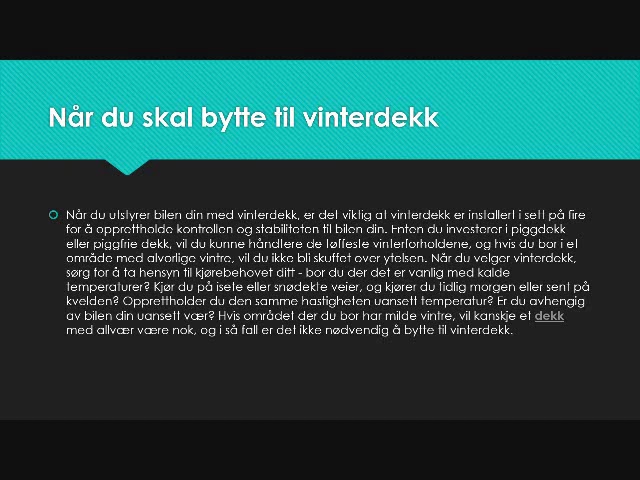 Nar Du Skal Bytte Til Vinterdekk Sommerdekk