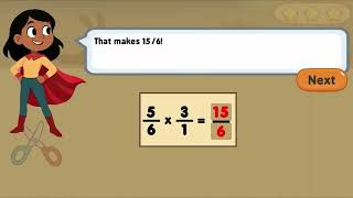 Problemi di moltiplicazione delle frazioni con il negozio di costumi da supereroe - Gioco di mate... screenshot 5