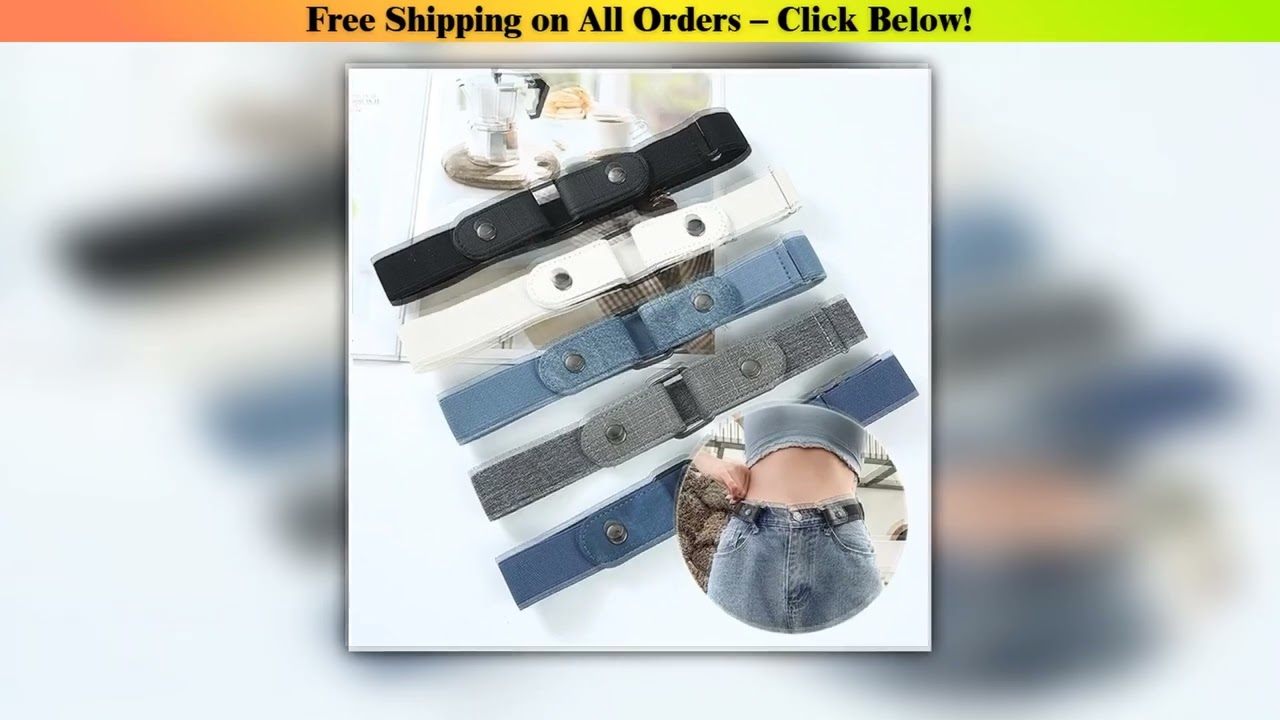Canvas Adjustable Elastic Waist Band Invisible Belt BuckleFree Belts for Women Men Jean Pants Dress