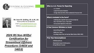 IRS Non-Willfulness Certification 2024 (Golding & Golding) - Board-Certified Tax Specialist by Golding & Golding International Tax Lawyers 129 views 2 months ago 6 minutes, 57 seconds