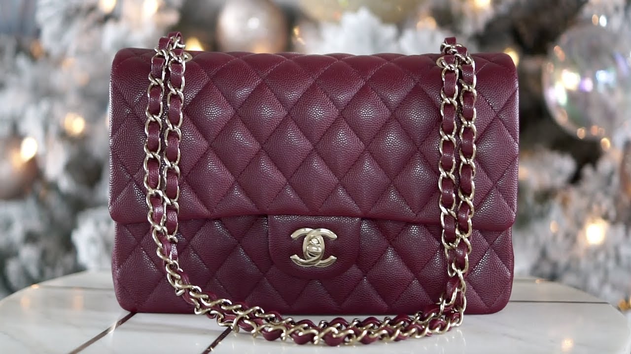 chanel purse purple leather
