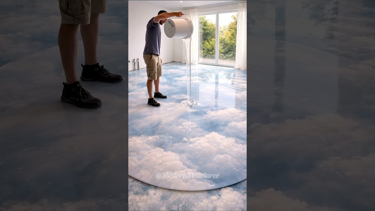 3D Cloud Epoxy Floor Bedroom (Full Transformation) ☁️ 