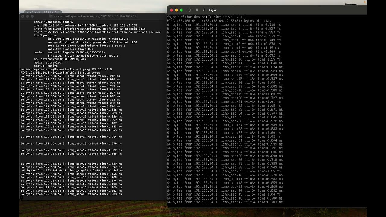 cara mengetahui ip di linux dan di mac os dan ping koneksi