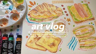 chill art vlog 🎨🥪 watercolor painting food art ft. Paul Rubens Gucai Watercolors