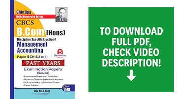 Management Accounting for B.Com Hons Semester 5 for Delhi University by Shiv Das