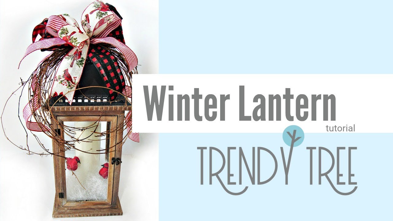 Winter Lantern Topper with Bow and Cardinals