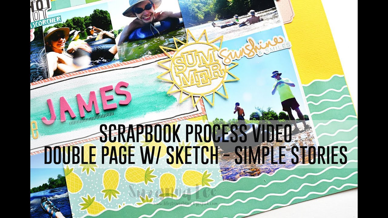 Scrapbook Process Video - Double Page, Sketch Inspired Layout (Simple Stories)