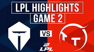 TES vs TT Highlights Game 2 | LPL 2026 Split 3 | Top Esports vs ThunderTalk Gaming