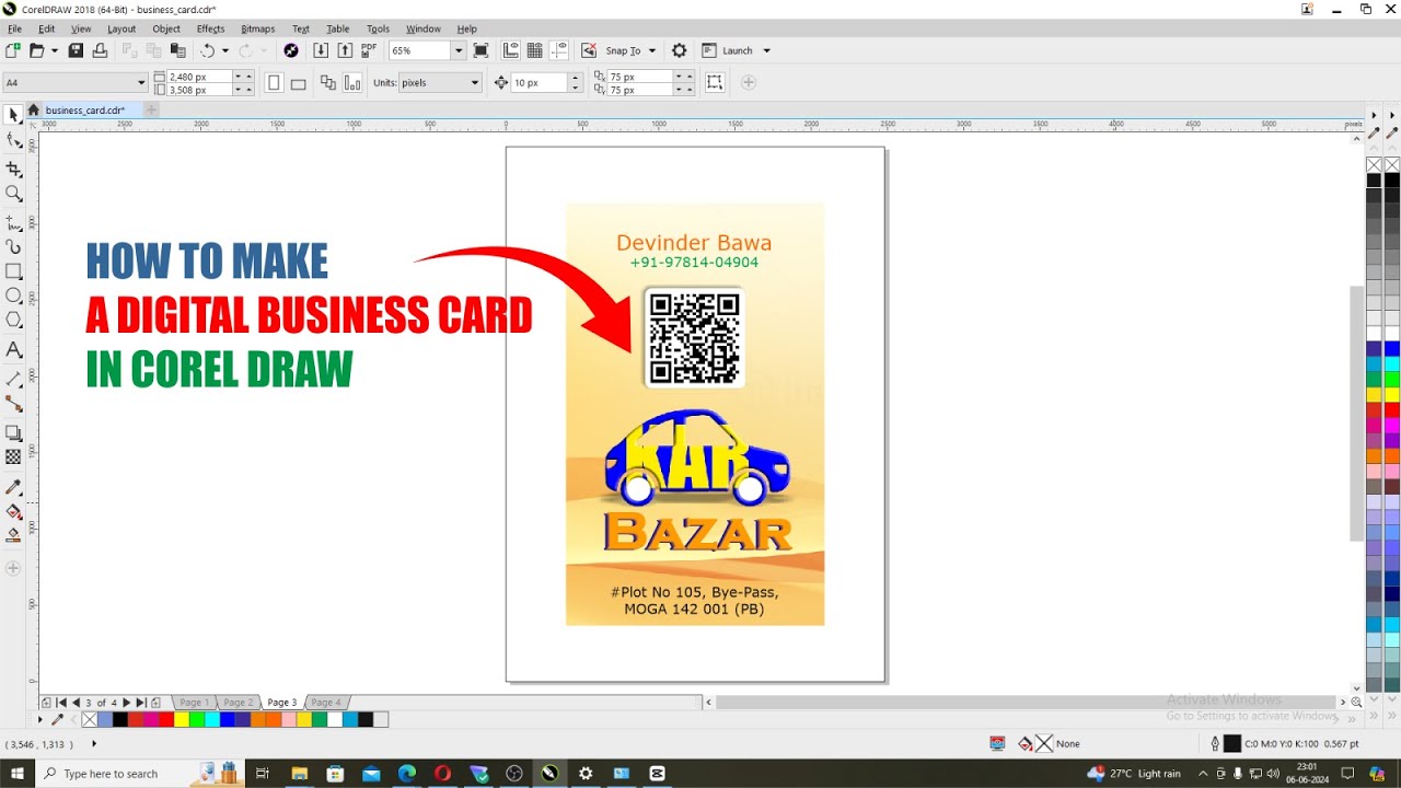How To Make A Digital Card In Corel Draw | Core Turorial | BG Stuff ...