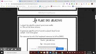 La  place des adjectifs