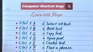 A to Z Computer Shortcut Keys for 'Ctrl'