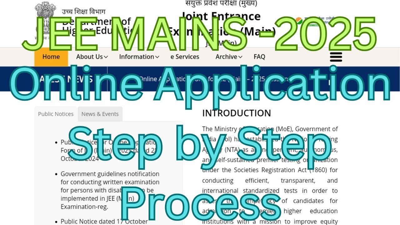 JEE Mains 2025| Online Application form Filling Step by step process ...