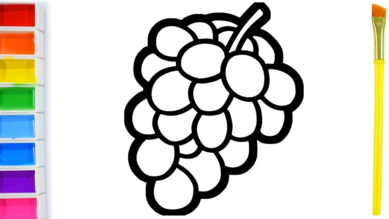 how to draw Grape design drawing for kids to learn colors - YouTube