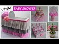 5 Ideas Fáciles y Económicas BABY SHOWER NIÑA | Cuna de regalos |  Mesa de dulces