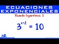 Resolver ecuaciones exponenciales con logaritmos | Ejemplo 1