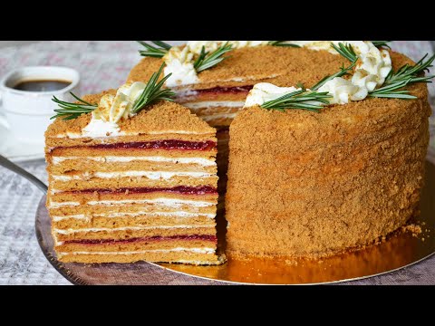 ТОРТ  "МЕДОВИК" с ягодной прослойкой и сливочным кремом.😘 НЕВЕРОЯТНО НЕЖНЫЙ И ОЧЕНЬ ВКУСНЫЙ