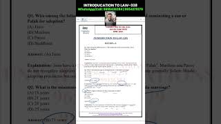 NIOS Introduction To Law Class 12 Question Paper April 2025 | NIOS ITL 338 Solved Question Paper