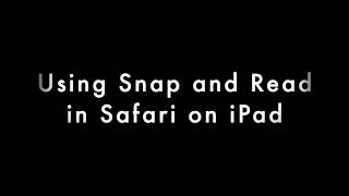 Read Safari on iPad with Snap and Read