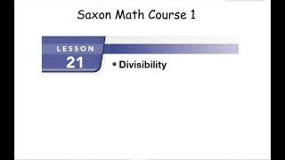 Saxon Math Course 1 Lesson 21