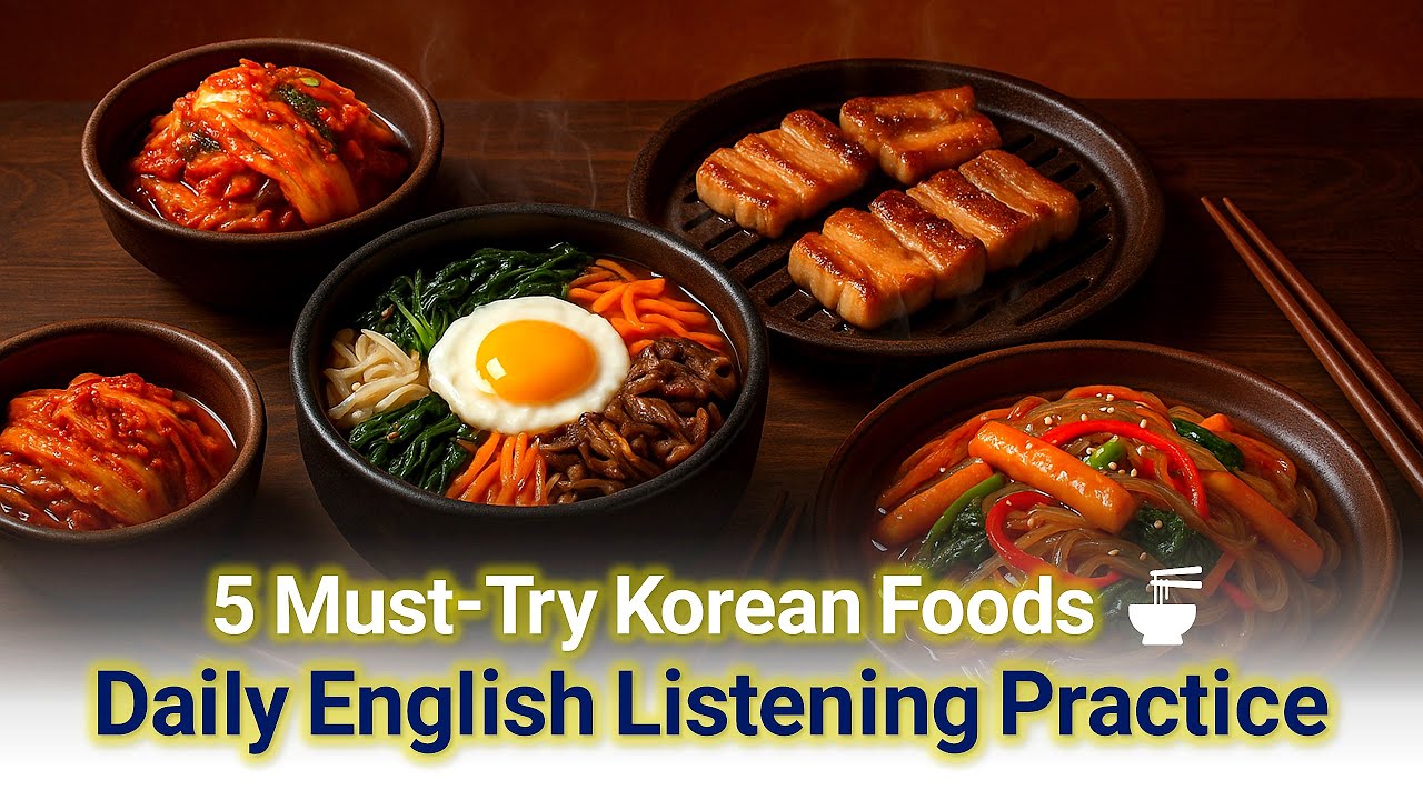 🍜 5 Must-Try Korean Foods |  Learn English through Stories 📖